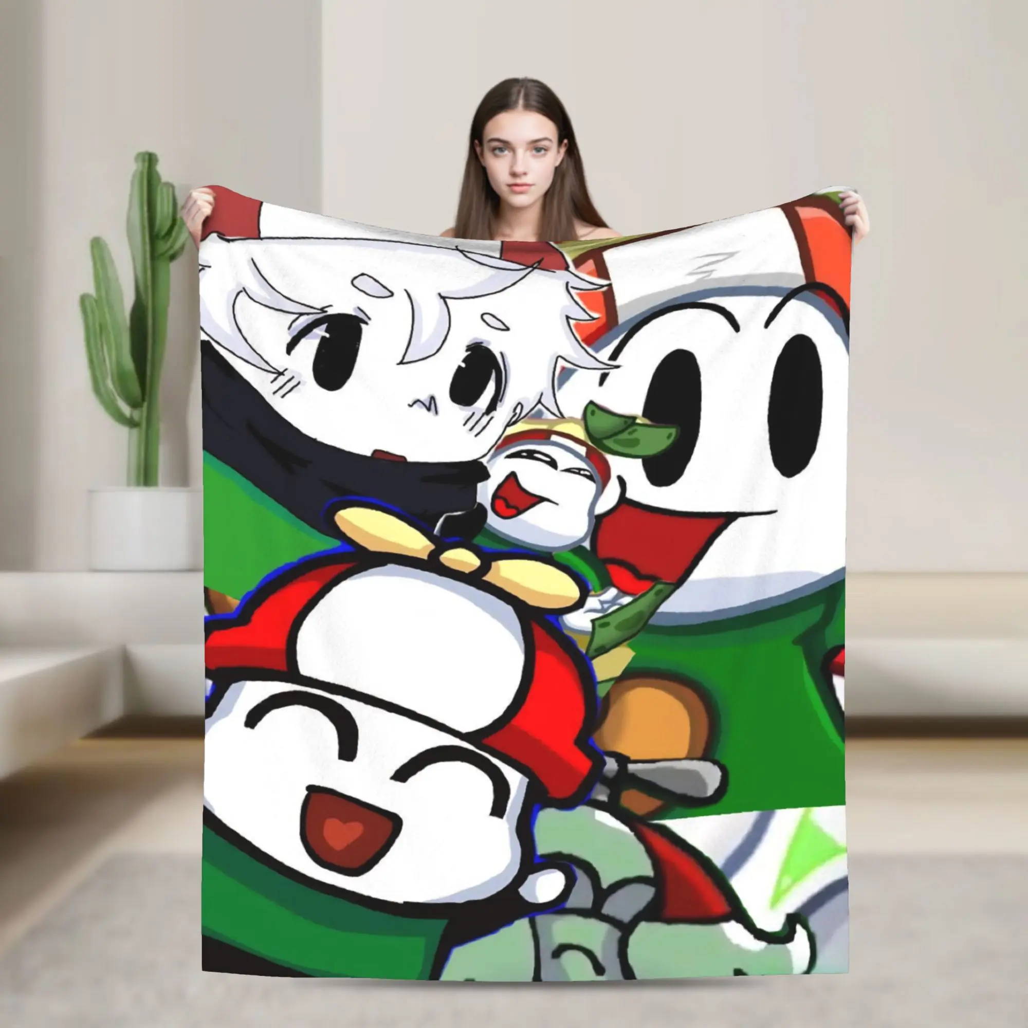Omenaso Youtuber Gaming Flannel Blankets  Creative Throw Blankets for Home 200x150cm Rug Piece