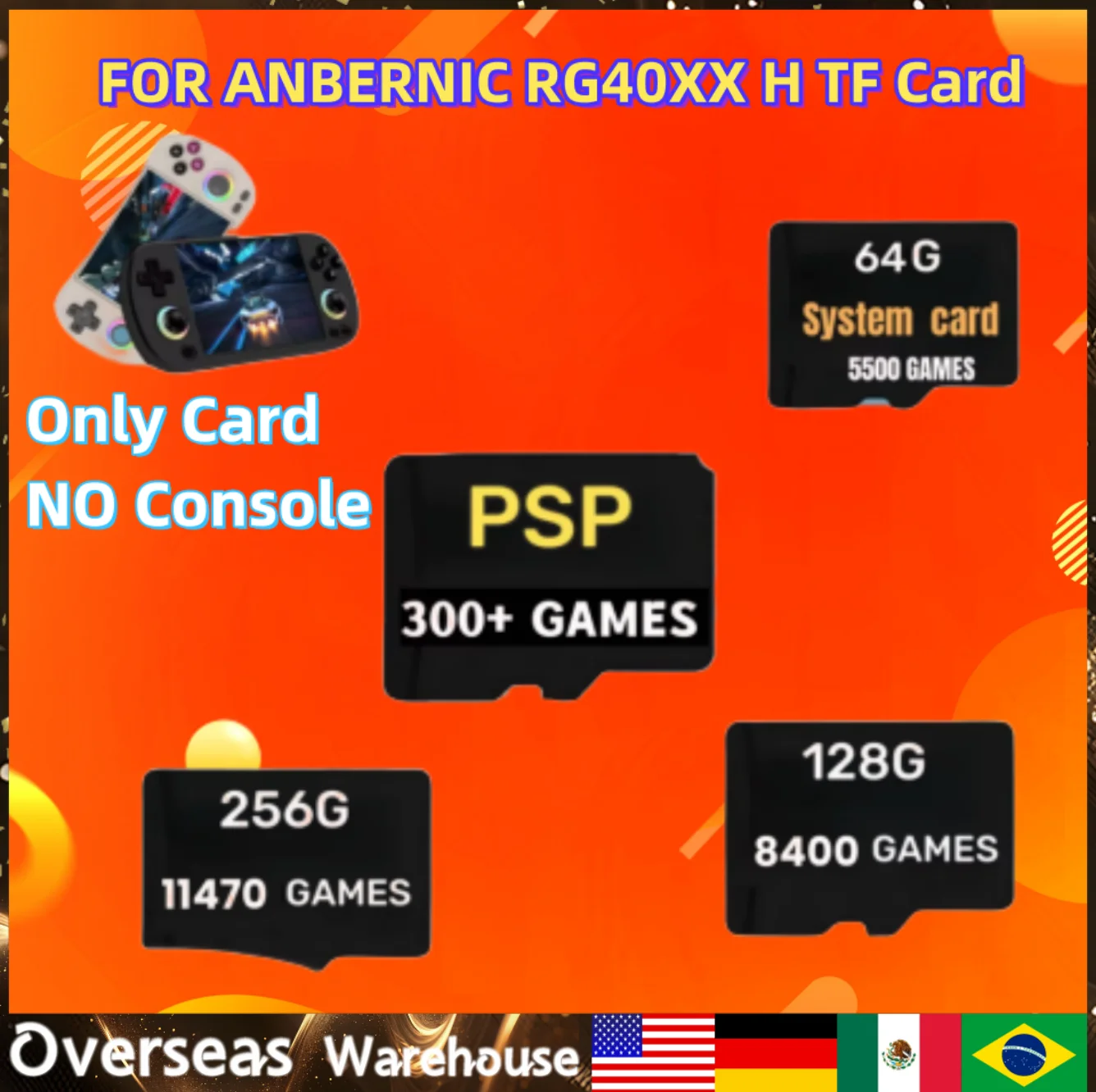 Pour Anbernic RG40XX H TF carte Plug & play pré-installation jeux rétro PSP système de jeu portable carte de jeux portable 256G mémoire