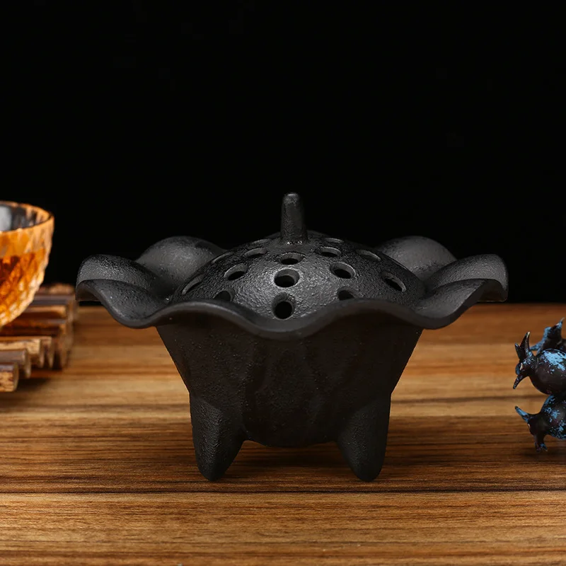 Classical Chinese Aromatherapy Incense Burner Wave Side Porous Incense Holder Three-legged Cast Iron Agarwood Incense Stove