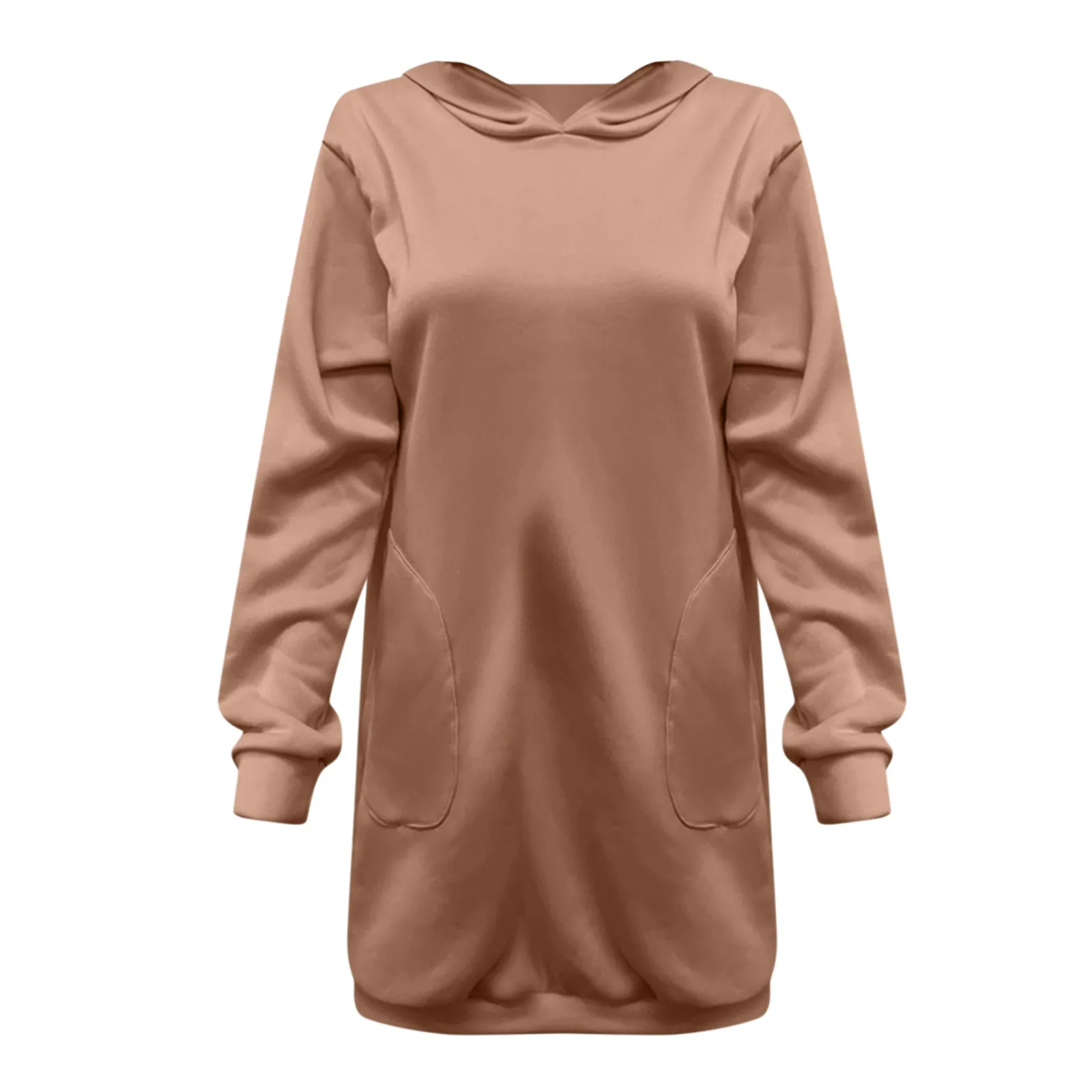 2024 New Woman Sweatshirt Dress Hoodies Autumn Winter Sweatshirts Warm Long Sleeve Solid Color Hooded Long-sleeved Hoody Dress