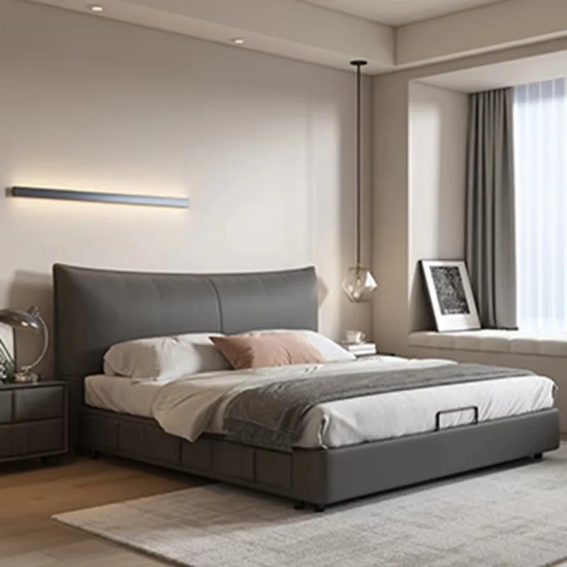 Headrest Modern Double Bed Designer Italian Loft Floor Twin Double Bed Bedroom Storage Sleeping Letti Matrimoniali Furniture