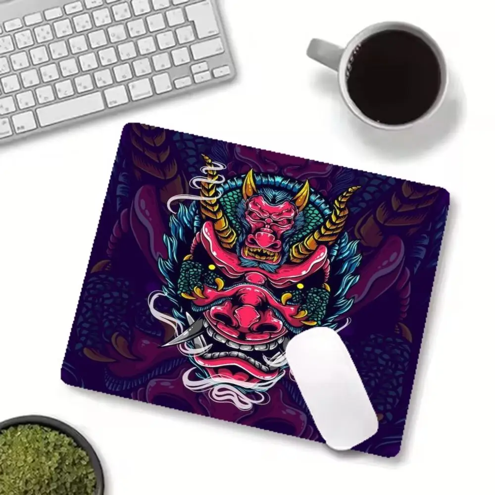 Neon Purple Blue Hannya Mask Mystical Design Compatible With Laptop Bedroom Learning Large Pad