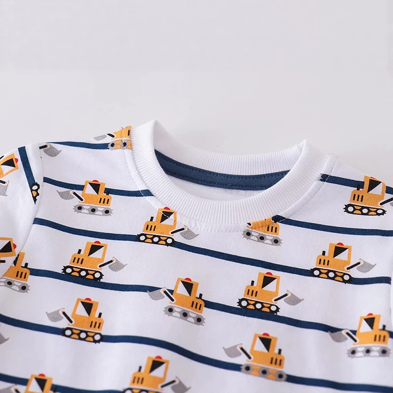 Little maven 2026 Autumn Spring Kids Clothes Children's Clothing Baby Boys Cartoon Excavators Infants Sweatshirts Hoodie