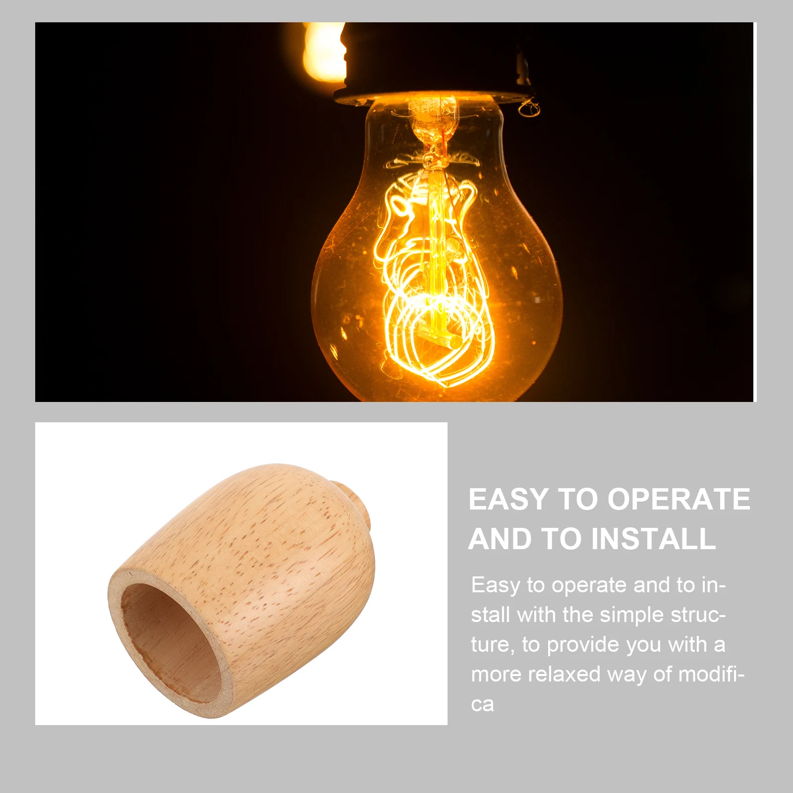 

Solid Wood Lamp Cup E27 Lamp Holder Base for Table Floor Lamps Japanese Retro Style DIY Assembly Decor Finial Light Fixture