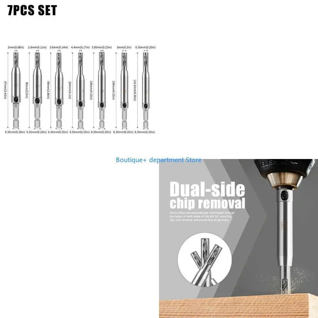 

E1PD 7Pcs Automatic Centering Door Lock Hinge Drill Bit Hole Tool Hinge Installation for Woodworking Cabinet Door