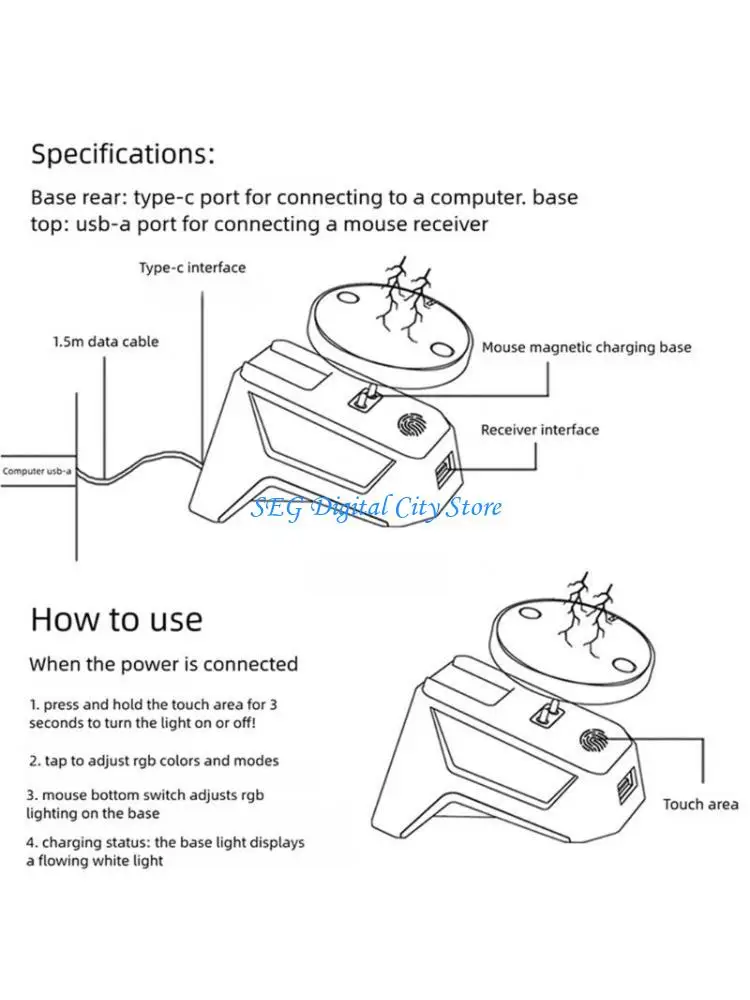 U75B Charging Dock For Gaming Mouse With NonSlip Base And ABS Construction for GPW4/GProX/G502/X/G903