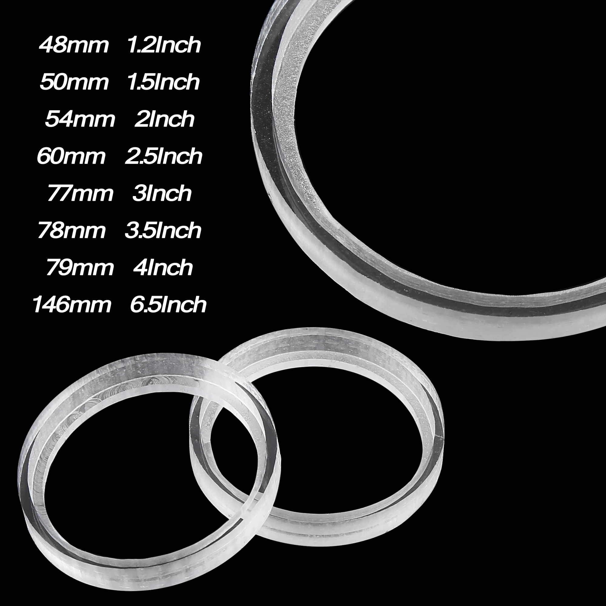 X Autohaux Para 48mm 50mm 54mm 60mm 77mm 78mm 79mm 146mm ID Samochodowy Biały Przezroczysty Głośnik Pierścień dystansowy Montaż Płyta dystansowa Akryl