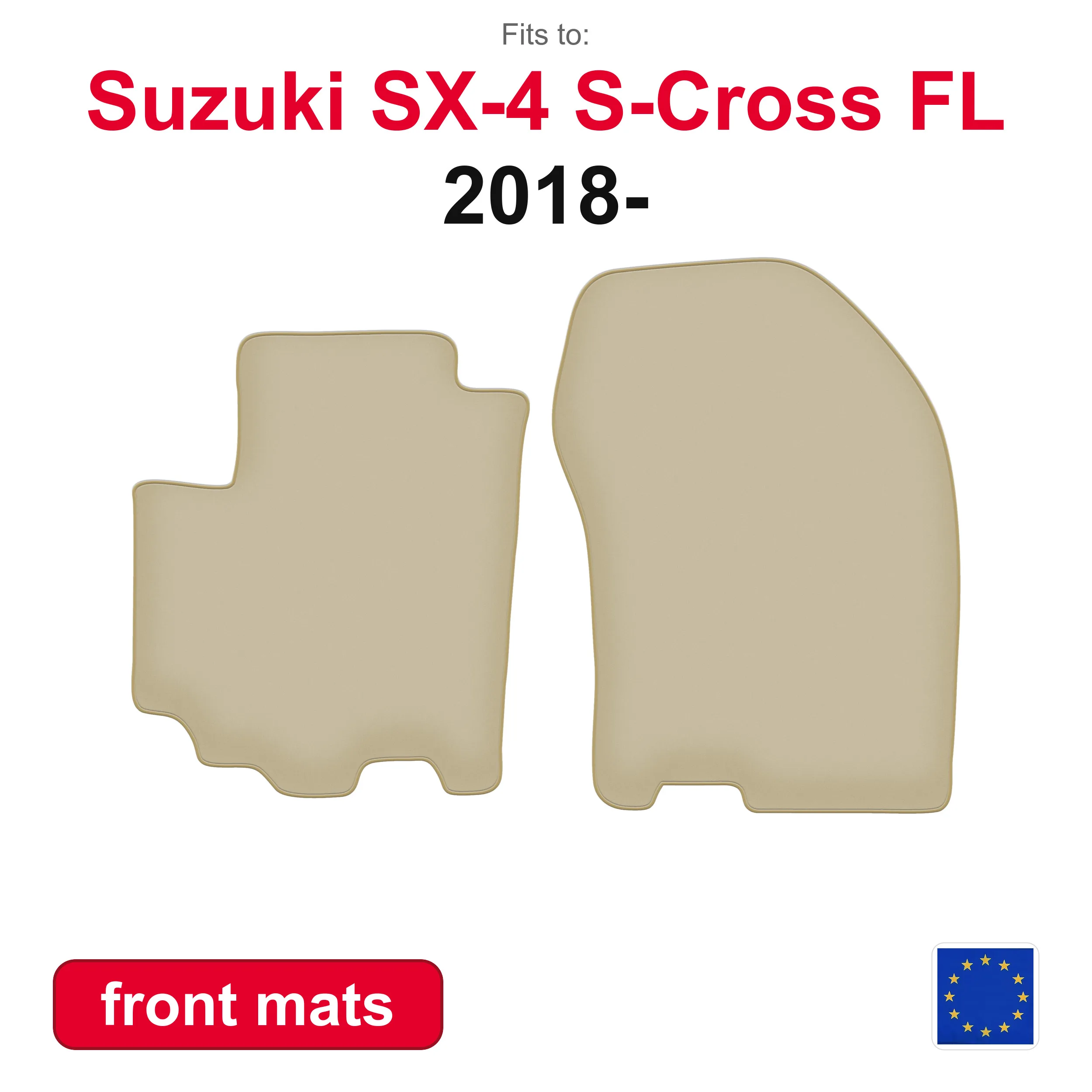 PREMIUM-Autofußmatten für den vorderen Boden für Suzuki SX-4 S-Cross FL Crossover (2018-) – beige, 2 Stück, Fahrzeug-Fußmatten für den vorderen Boden