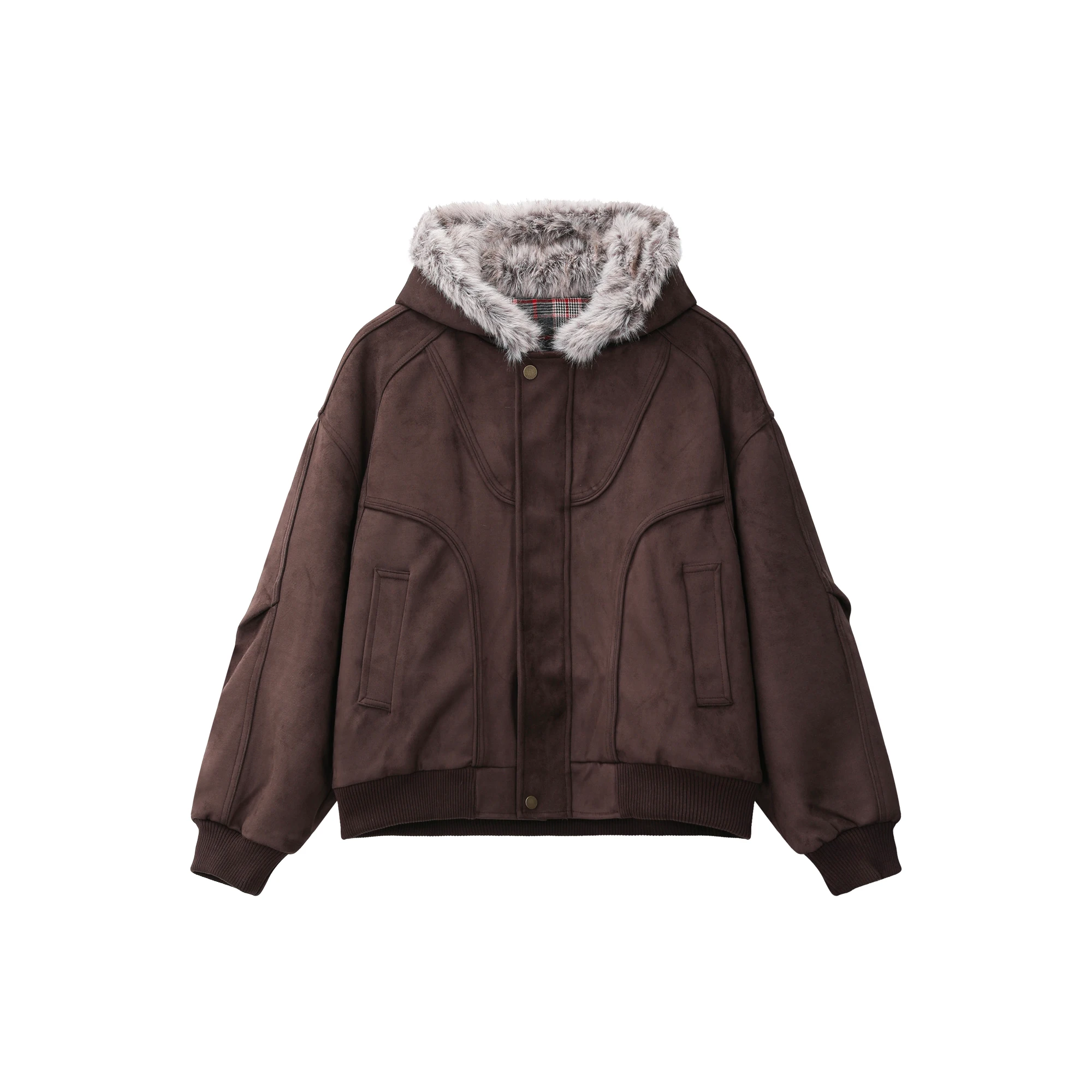 سترات رجالية شتوية جديدة لعام 2025 بقلنسوة موضة مبطنة بالصوف بلون سادة وأكمام طويلة معاطف تزيين للجيب وسيم للرجال #5