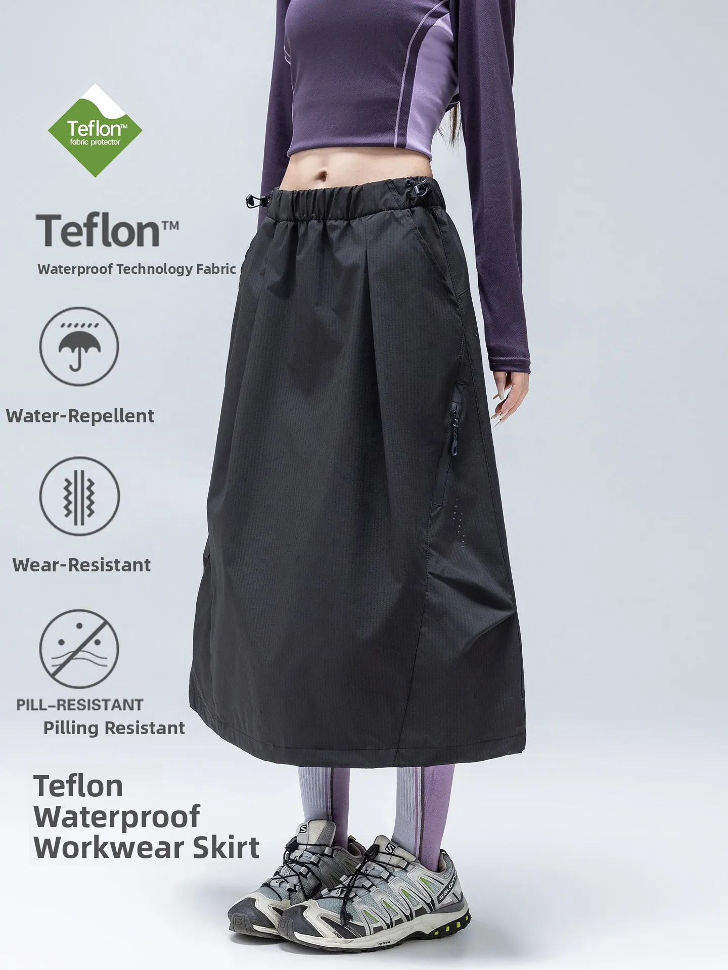 Outdoor Waterproof Half-length Work Skirt Women's Mountain Hiking Sport Wear Durable Drawstring Double Wear Flower Umbrella S...