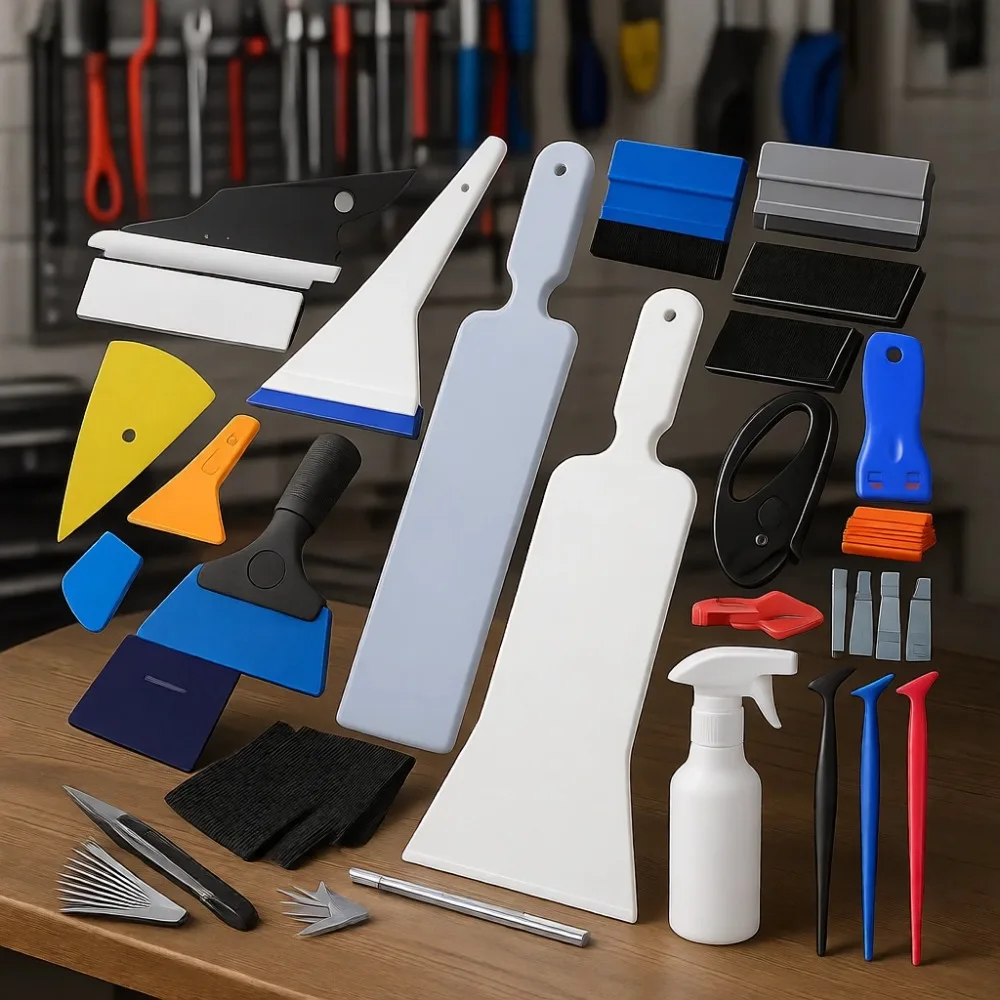 

Complete Tint Tool Set for Vehicle Window Film and Vinyl Application with Squeegee