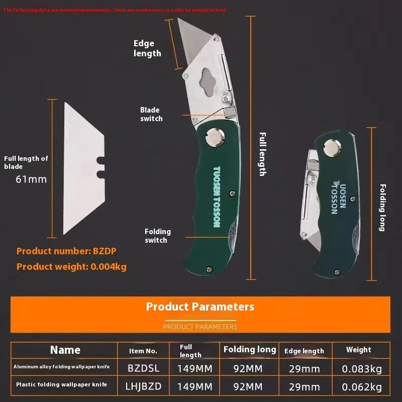 Cuchillo plegable de alta resistencia, cortador de tubos de acero inoxidable, utilitario con 5 cuchillas de piezas, herramientas de supervivencia al aire libre