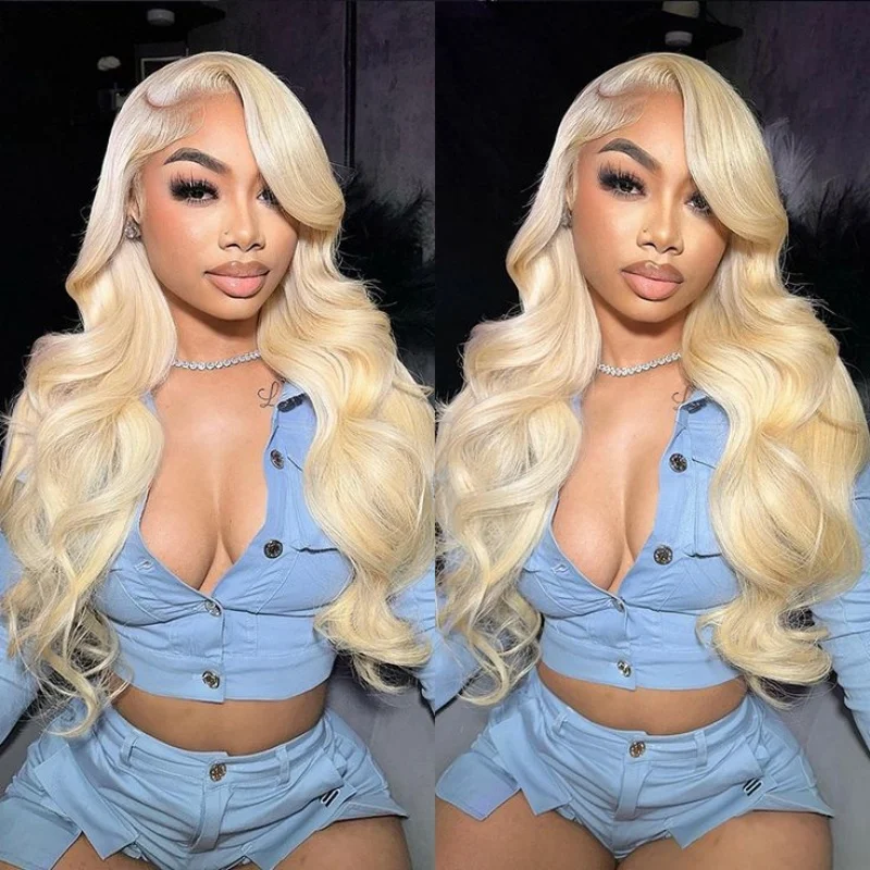 Ludzkie włosy typu Body Wave 613 Miodowy blond 100% ludzkie włosy Splotki 10-30 cali Dla kobiet 1/3 wiązek Przedłużanie włosów Kręcone pasma