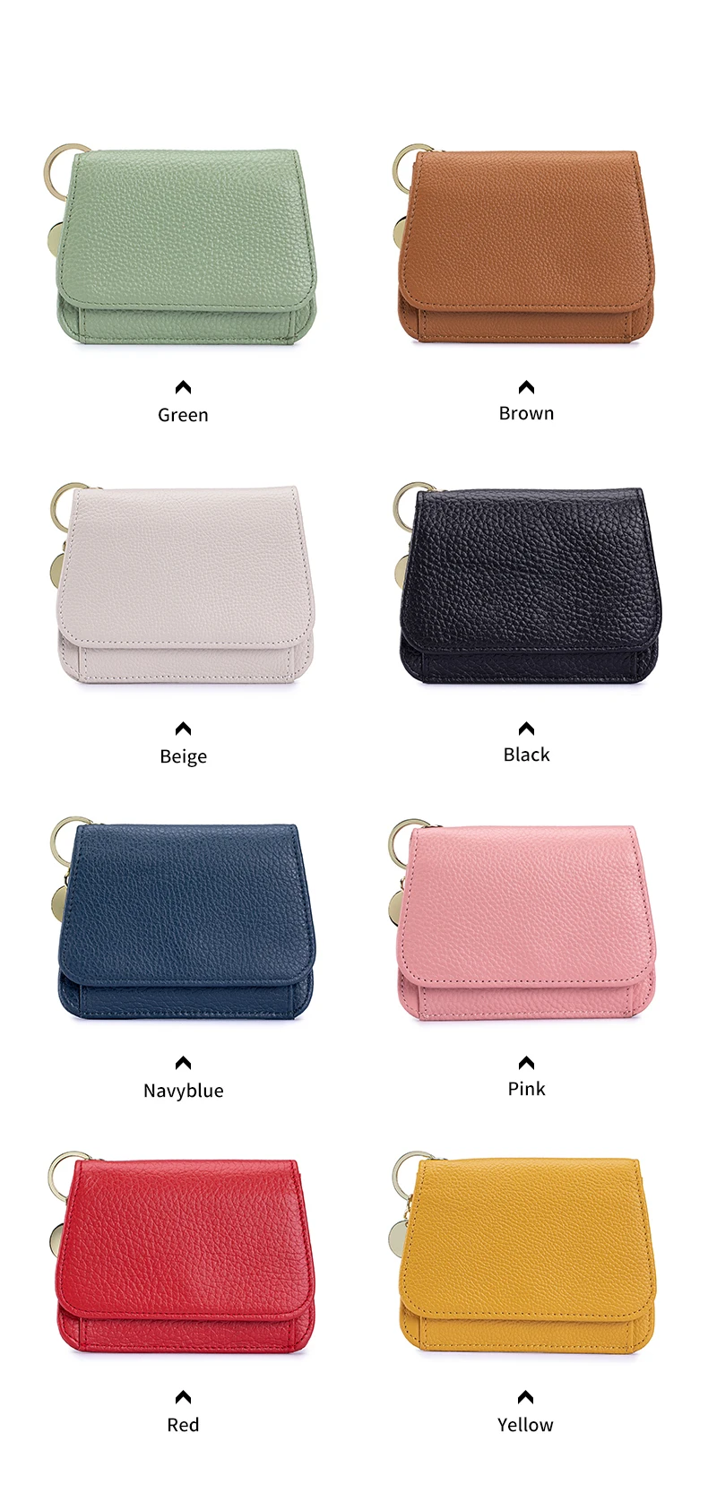 Slim Wallet for Women RFID Blocking Genuine Leather Ladies Keychain Wallet with Zipper Coin Pocket ID Window
