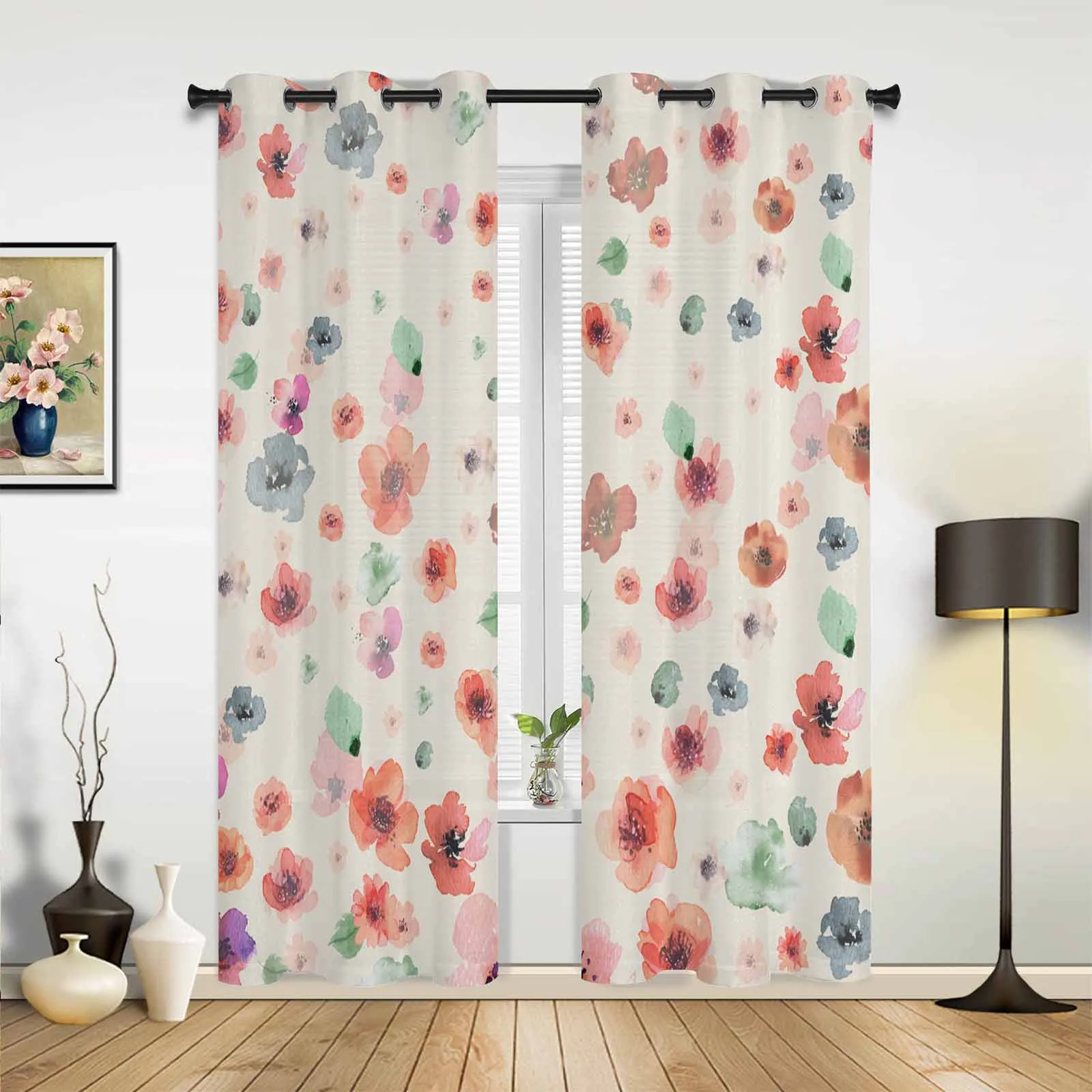 Watercolor Floral Hand Painting Modern Window Curtains for Living Room Bedroom Curtain Home Decor Balcony Drapes