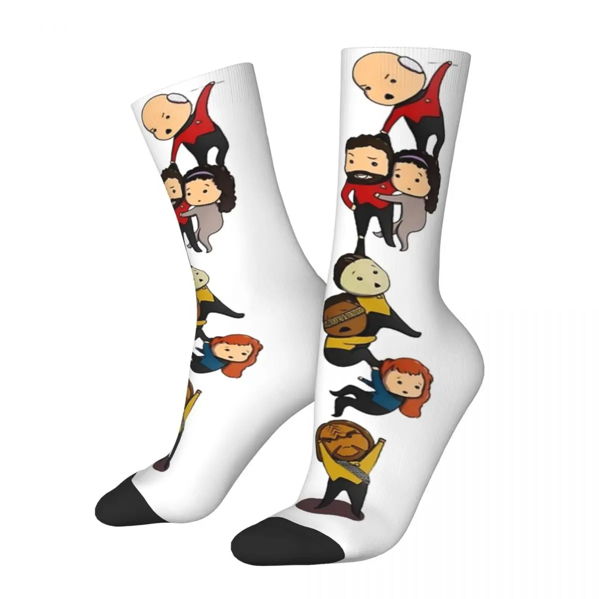 Harajuku Female Male Socks TNG Crew Chibi Style Merch Cute Star Treks The Next Generation Sport Socks Spring Autumn Winter