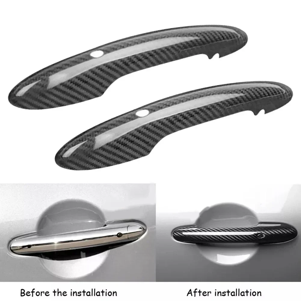 Carbon Fiber Black Carbon Fiber Door Handles Easy Installation Glossy Finish High Universality Fitment Car Aesthetics