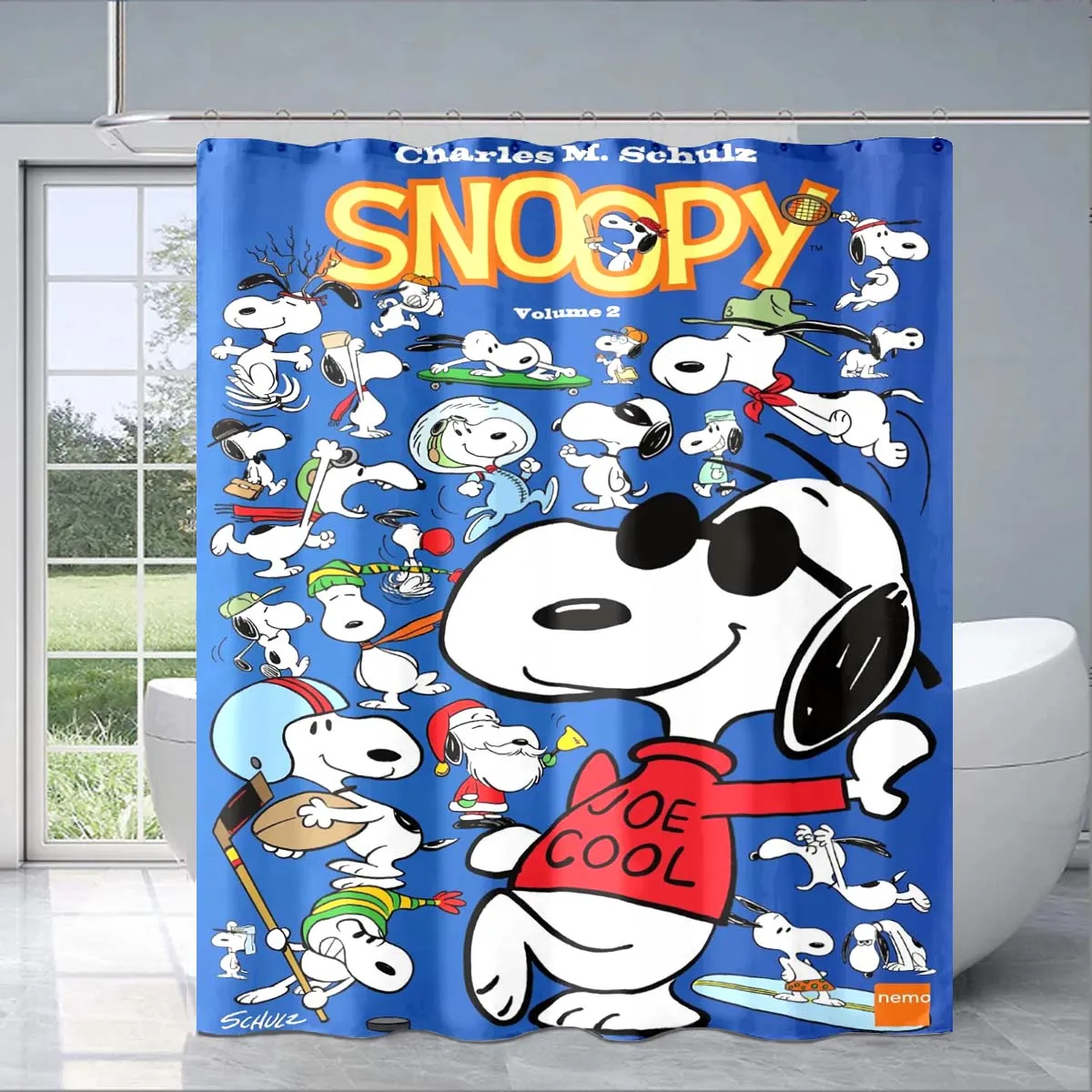 Cute Snoopy Cartoon Shower Curtain 3D Printing Waterproof Bathroom Decoration Curtain Gift To Family and Friends