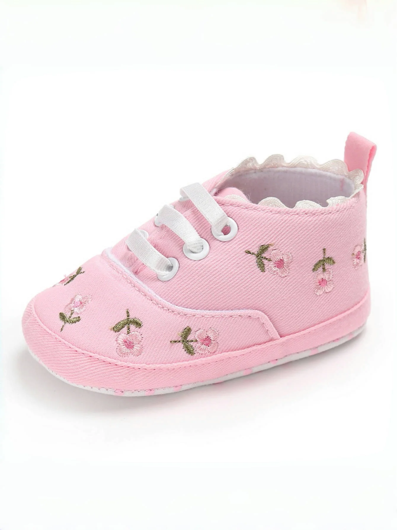 Yibubu scarpe da bambino scarpe di tela per neonati floreali ricamate morbide e comode First Walkers Sneakers da esterno per neonati