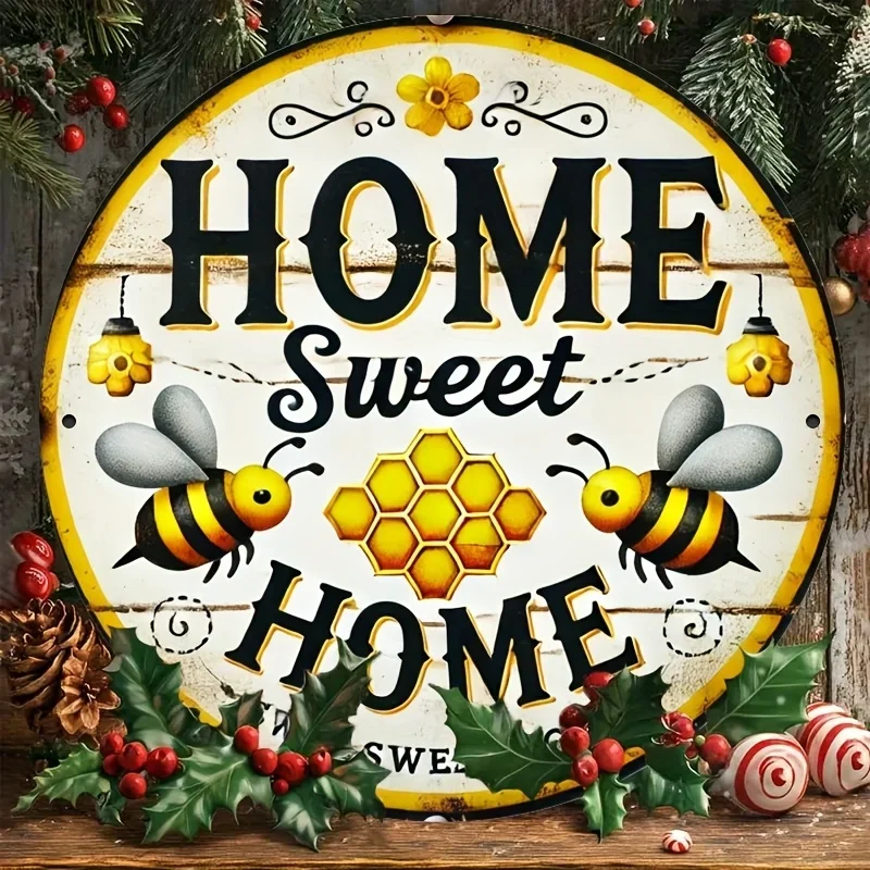 لوحة فنية جدارية معدنية عتيقة 'Home Sweet Home' - لافتة قصدير مطبوعة ثنائية الأبعاد للديكور الداخلي/الخارجي، لا حاجة للكهرباء #3