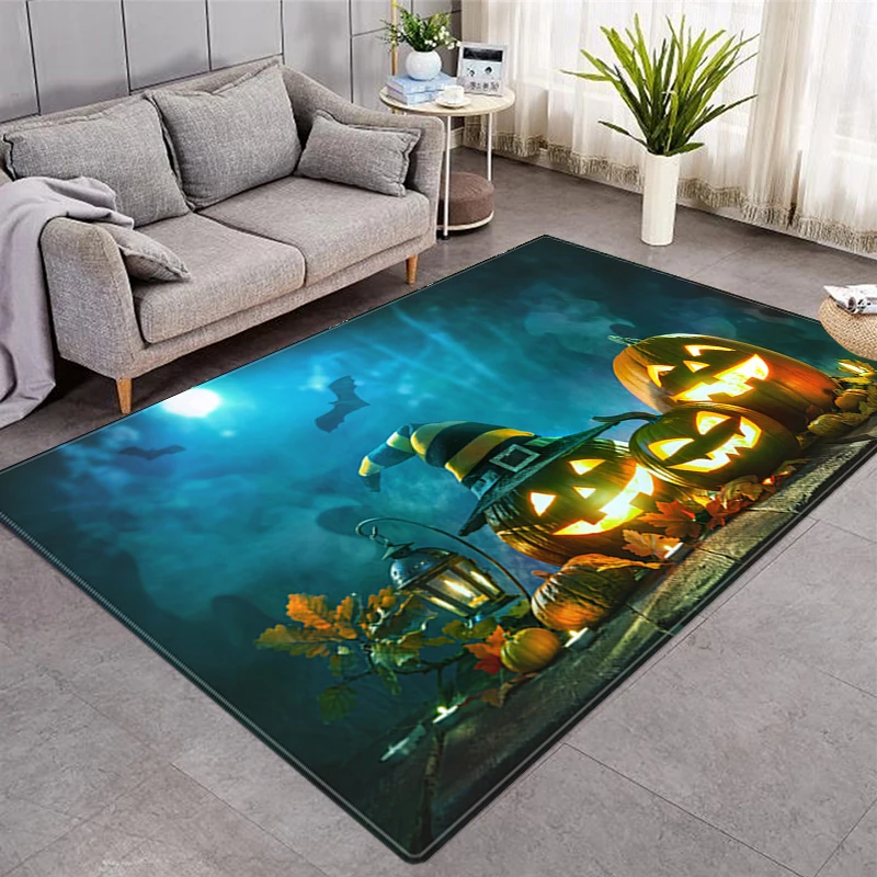 

Halloween Printed Rugs Household Living Room 3D Color Printing Halloween Series Room Decoration Non-slip Washable Small Rug