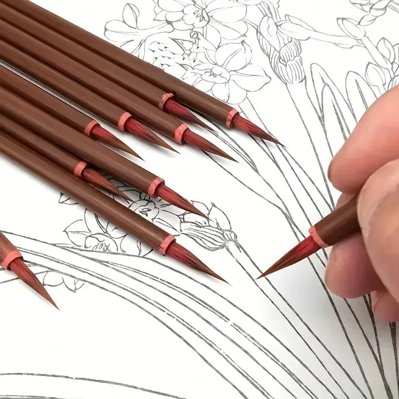 Pincel de pintura con detalle de 3-20 piezas, pinceles en miniatura con punta fina para acuarela acrílica, pincel de dibujo al óleo
