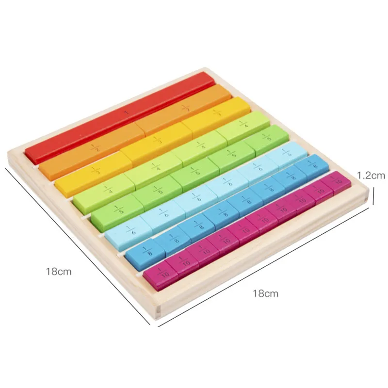 Wooden Montessori Teaching Aids Math Toys Color Fraction Sticks Kindergarten Early Education Learning Educational Toys For Kids