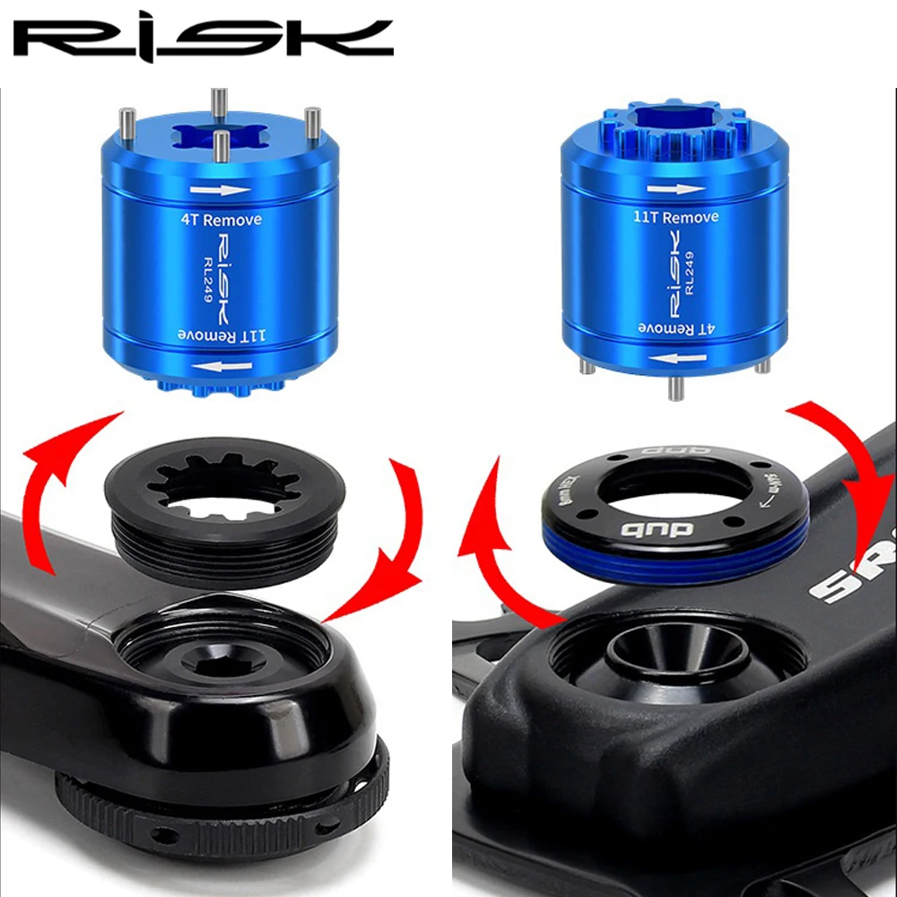 RISK Bike 2-in-1 Crank Cover Removal Tool Bicycle Crankset Cap Remover Extractor Installation Tools For DUB 11T XTR M9100