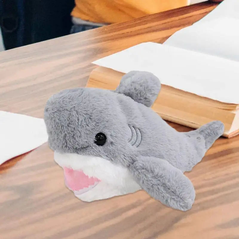 Сумка для хранения ручек, чехол для хранения ручек, плюшевая сумка-органайзер для канцелярских принадлежностей в виде акулы, многофункциональная сумка для хранения канцелярских принадлежностей для школы