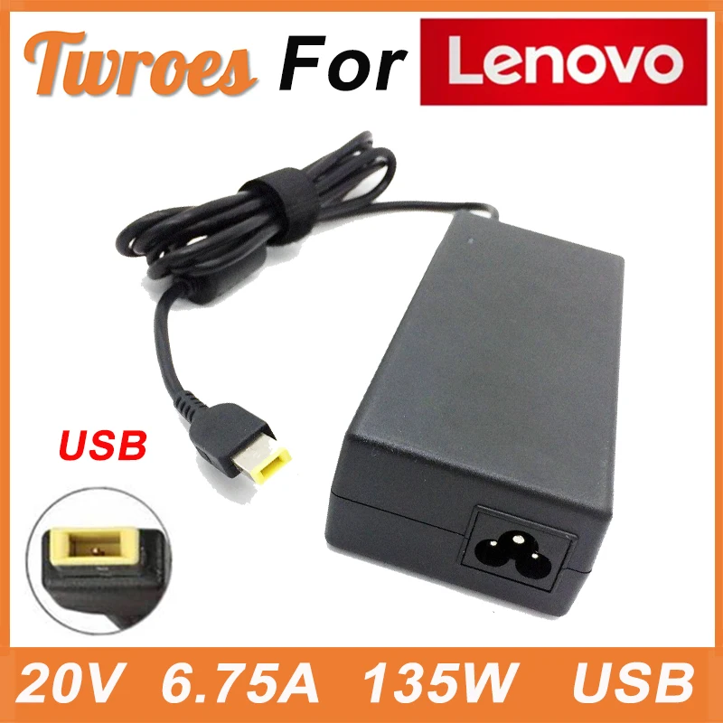 135W 20V 6.75A USB Laptop Charger AC Adapter For Lenovo YOGA720-15 T540p T440p Y50-70 G5005 Y520 Y7000 Y700-14 W550 Charger