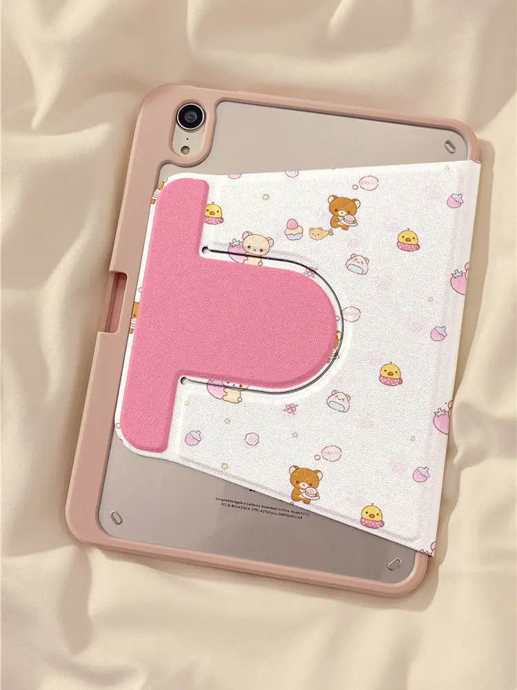 لطيف Rilakkuma الفراولة باد الهواء 2025 (13 بوصة) 11 اللوحي الغطاء الواقي 360 دوران Air7/6 فتحة القلم مكافحة قطرة Mini7 هدية لعبة