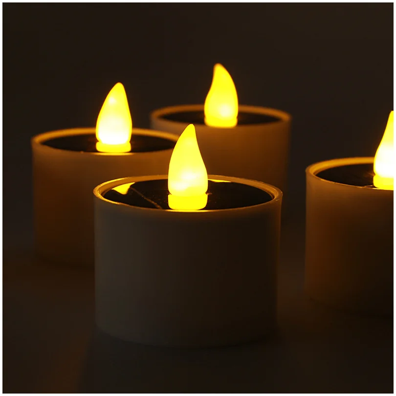 1 peça velas de led à prova d'água energia solar sem chama velas decorativas para casa decoração de jardim ao ar livre velas de led