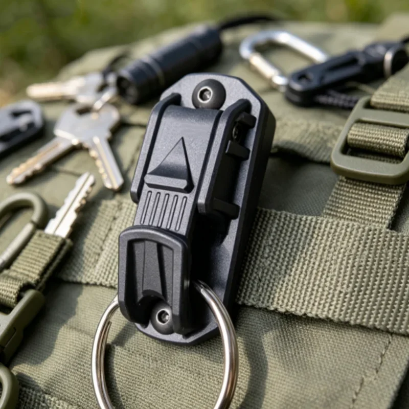 One‑Hand Release Tactical Key Holder Clip Multifunctional Heavy‑Duty Belt Hook for Backpack Outdoor Camping Hiking Survival Tool