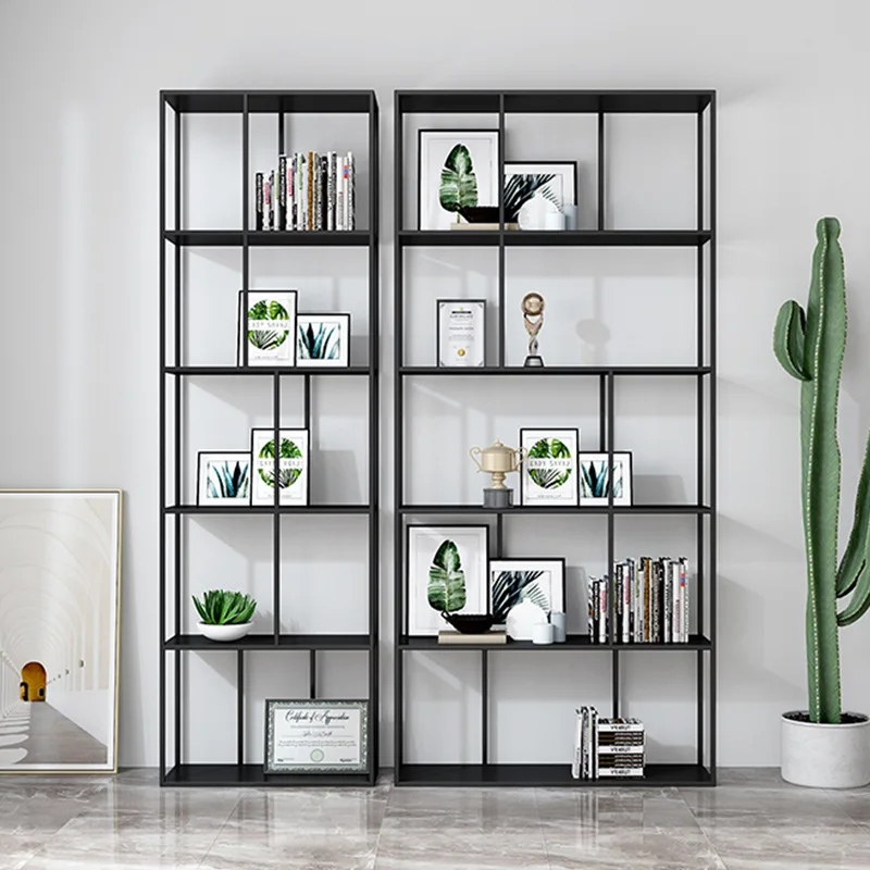 

Nordic living room floor-to-ceiling bookshelf wrought iron shelf simple office study whole wall storage partition bookcase
