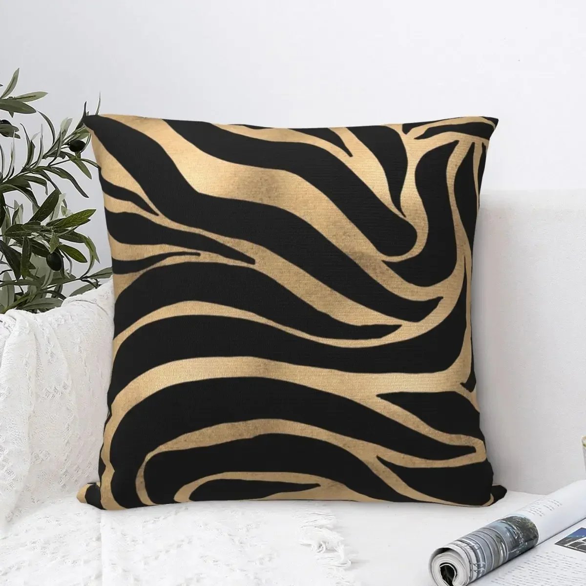 Elegante Metallic Gold Zebra Black Animal Print federa quadrata federa per cuscino Comfort cuscino per soggiorno di casa