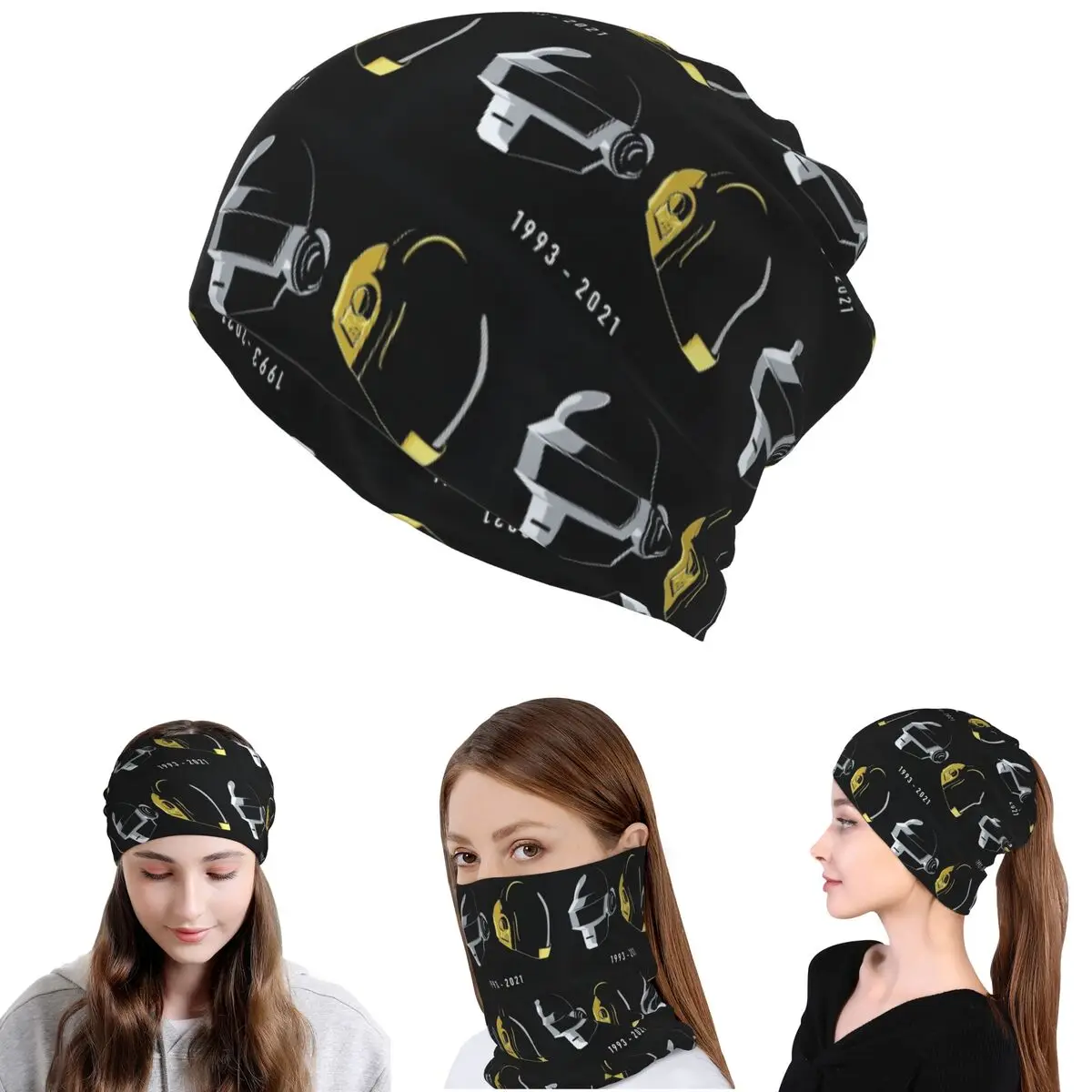 Daft Punk Electronic Music Band Tribute Helmet Art Bandana Halstuch Wickelschal Fahrradschal Mützen Hut Unisex Erwachsene