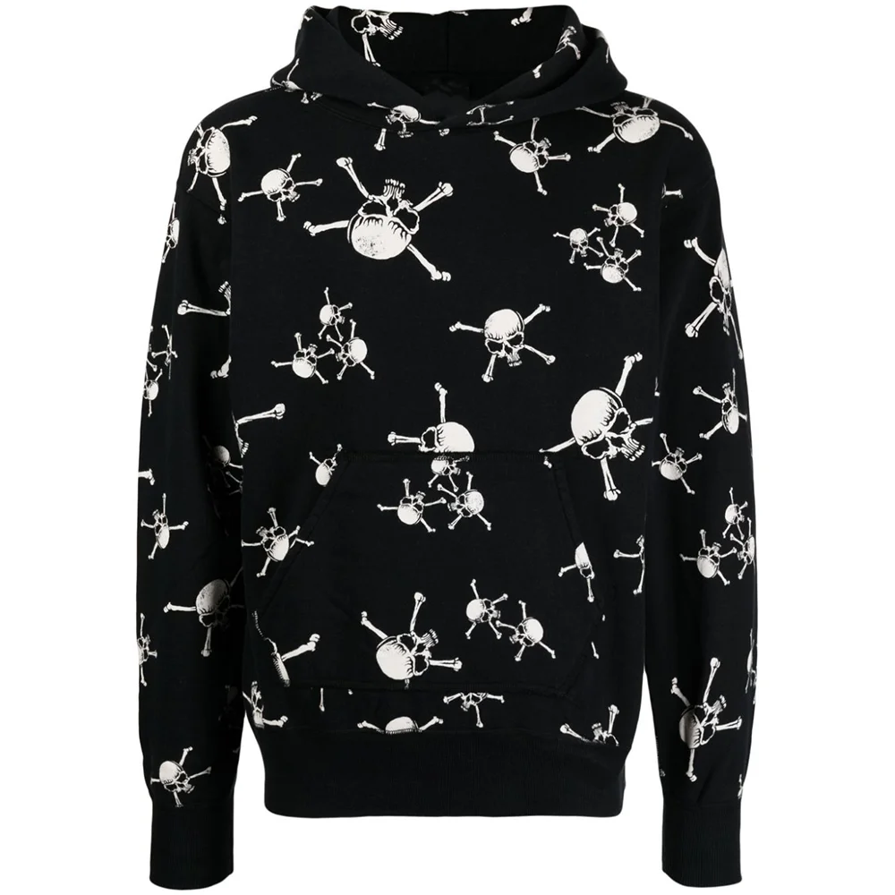 Men's Hoodies Skull Print Y2K Fashion Trend Sweatshirts Fall Winter Long Sleeve Streetwears Comfortable Breathable Men Clothing