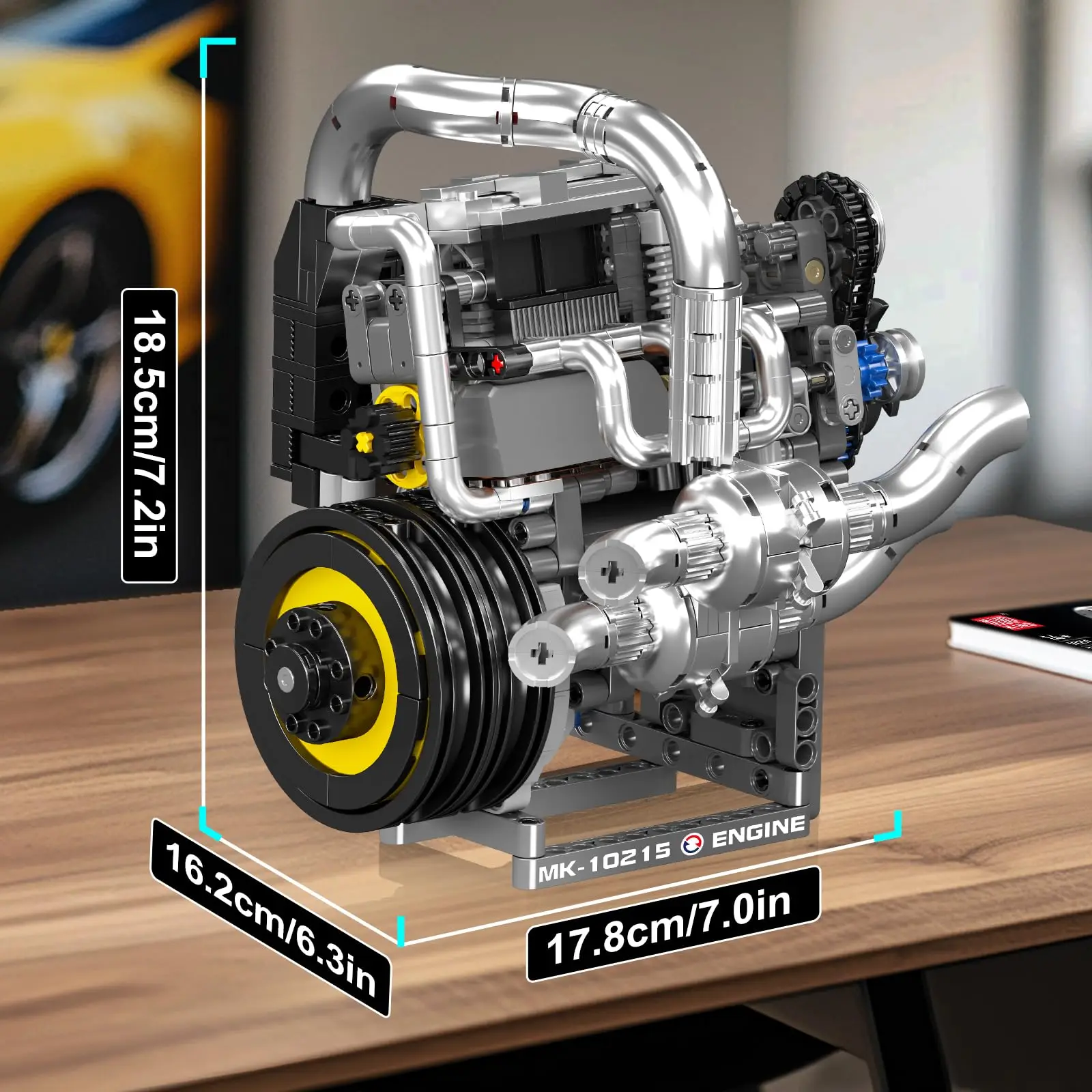 Mould King 739 PCS Working 3-Cylinder Supercar Engine Model Kit, STEM Educational Building Set with Motor for Kids,Teens & Adult