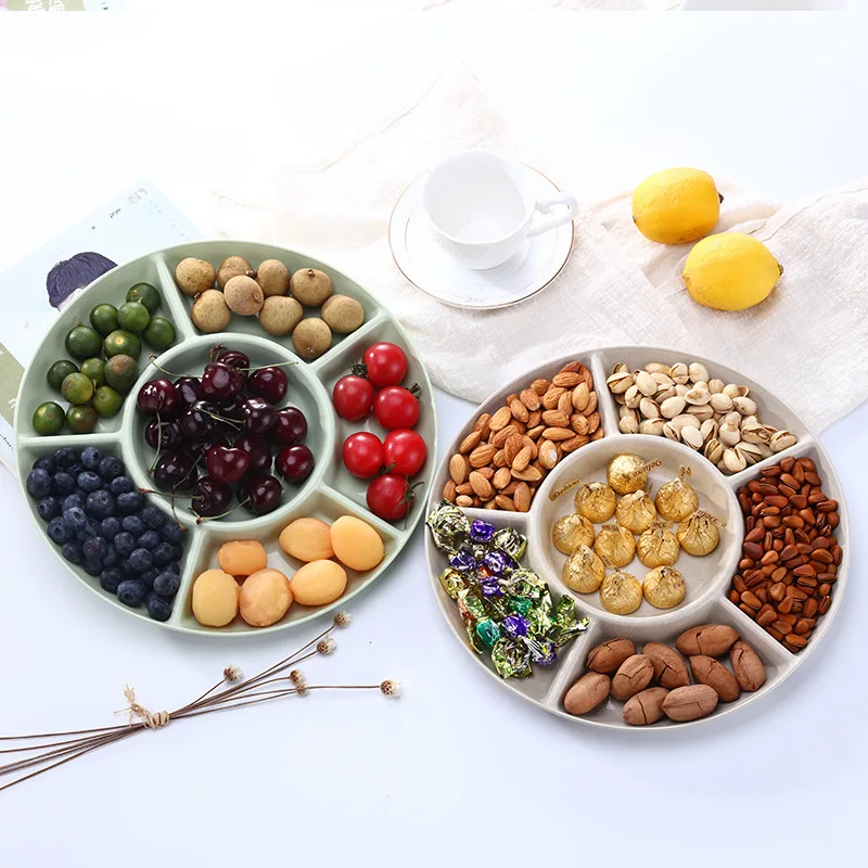 New Food Storage Tray Fruit Nut Platter Candy Snacks Server Dish Divided Dried Snack Plate Appetizer Serving For Party