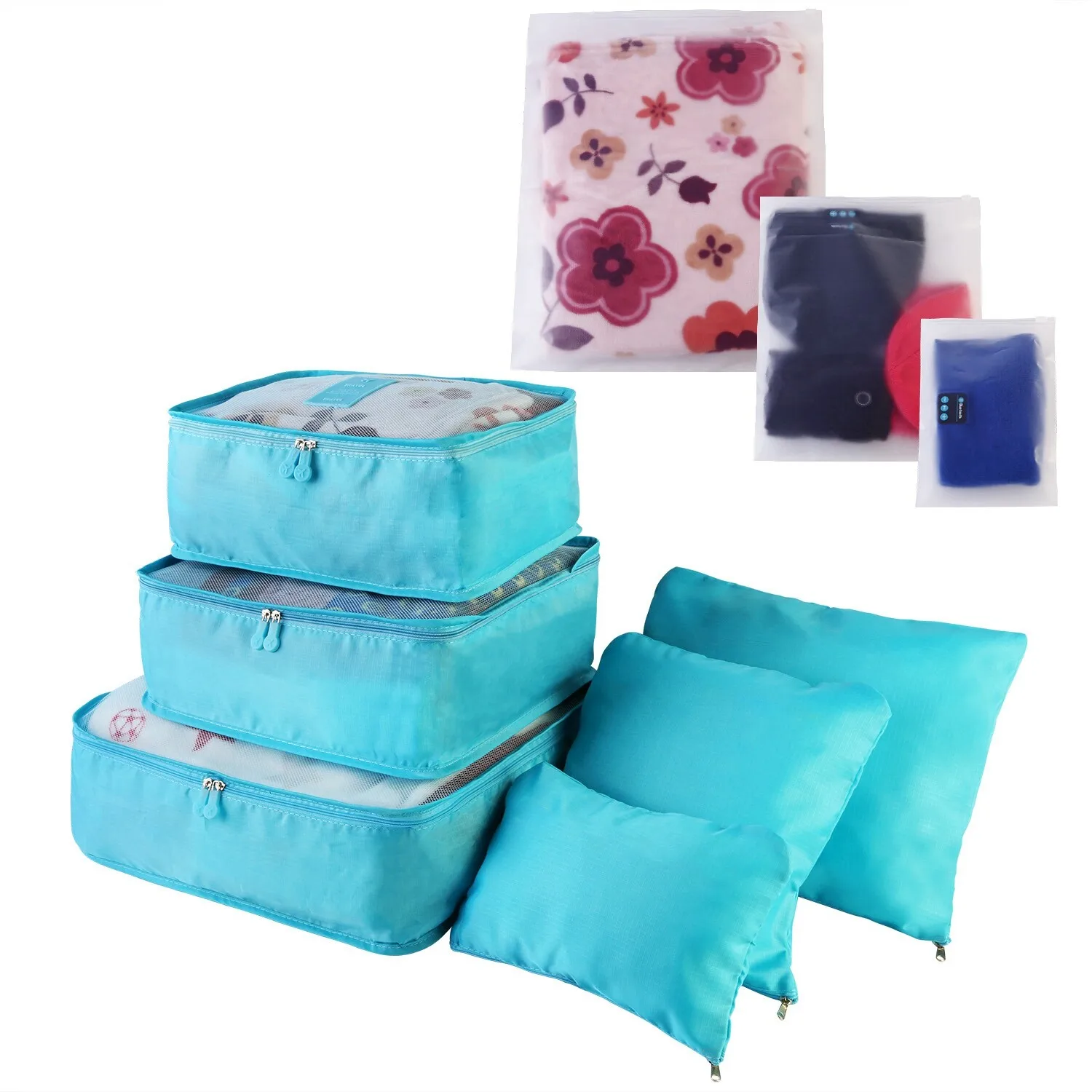 

9 Pcs Travel Packing Cubes Set for Clothes Luggage Organizer Compression Storage Bags Lightweight Foldable Suitcase