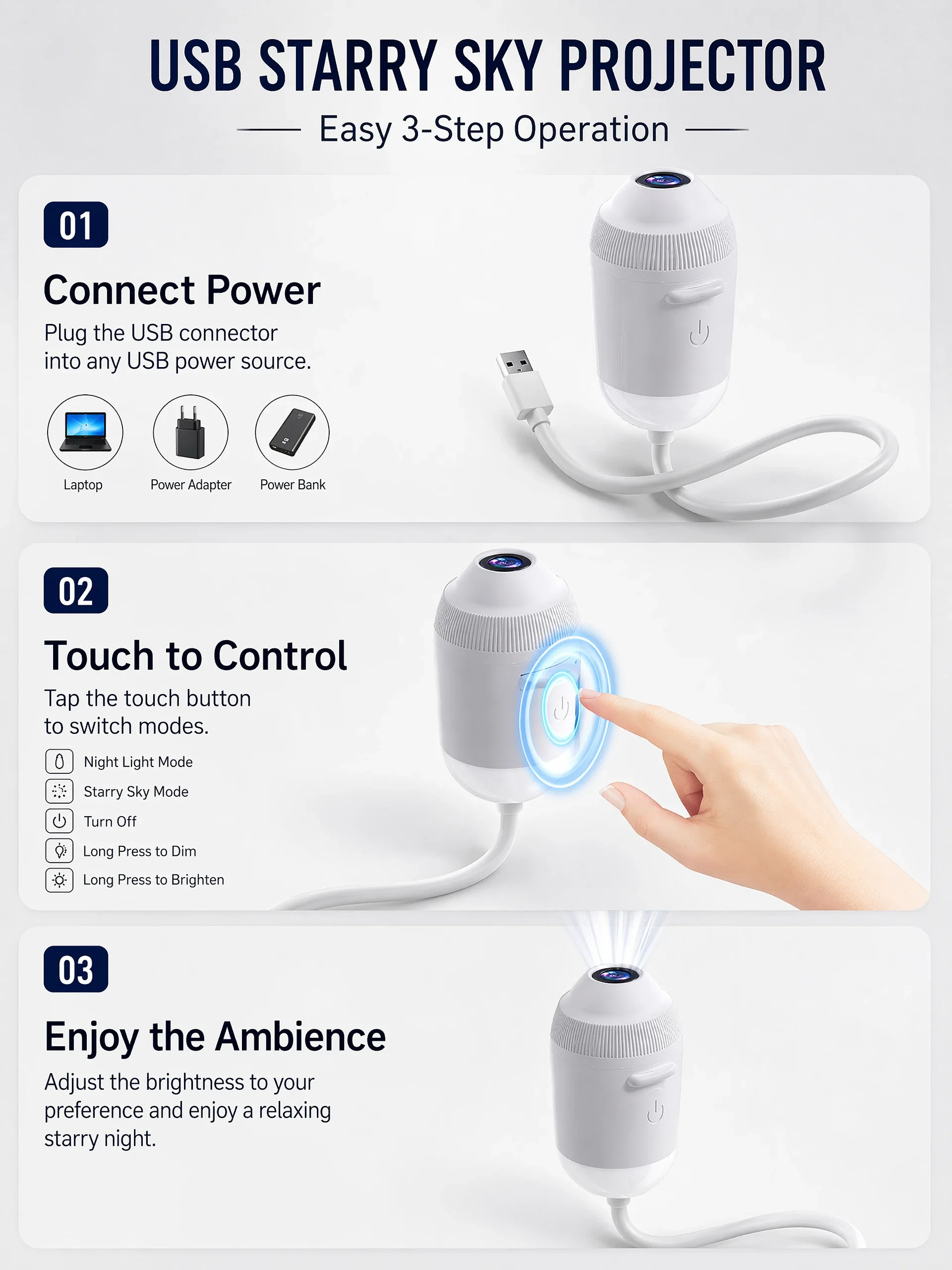 USB-Sternenprojektor-Licht 24-in-1 mit Touch-Steuerung, flexibler Schlauch, Auto-Dach-Galaxie-Nachtlicht für Schlafzimmer, Auto-Atmosphärenlampe – Detail 5