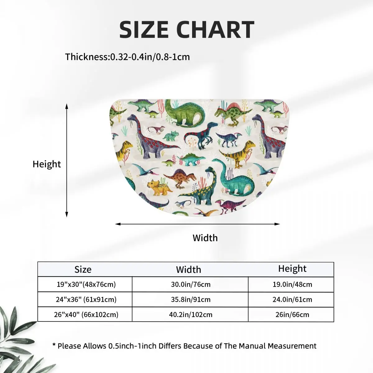 Bright Dinosaurs Soft Flannel Half Round Doormat Non Slip Bathroom Mat Absorbent Floor Carpet for Home Bedroom