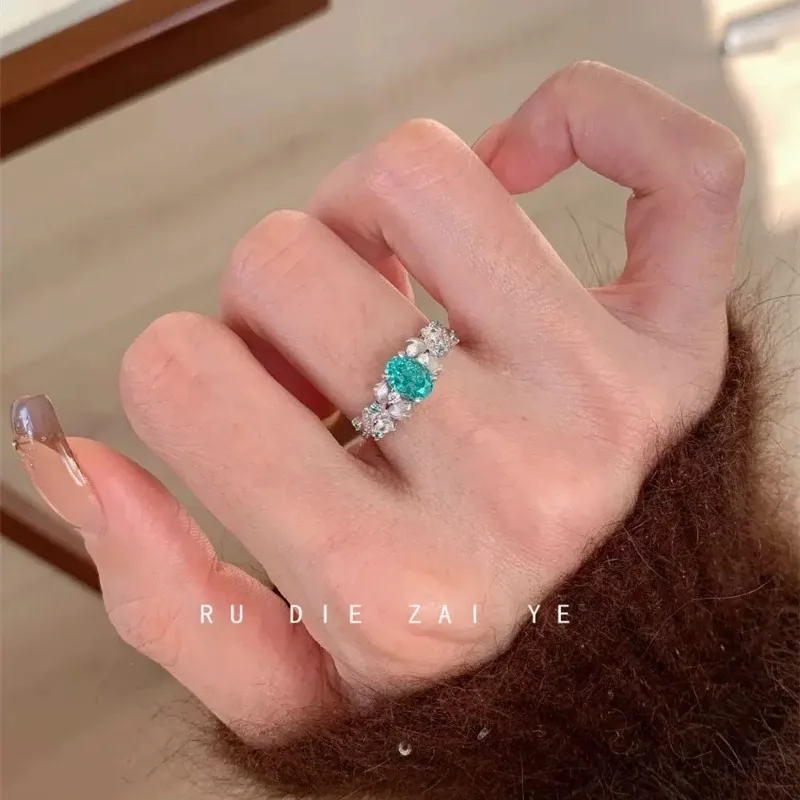 

Кольцо Qinshui с зеленым ледяным цветком, матовое кольцо Bauhinia Light, роскошное высококачественное открытое кольцо