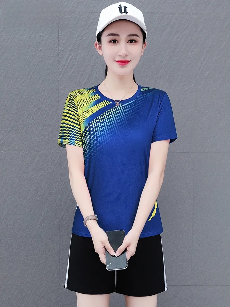 

TUCANO Ladies Summer Ice Silk Qui Dry Sports Set Running Thin Two Piece Set Badminton orm Casual Loose Fit round Ne T...
