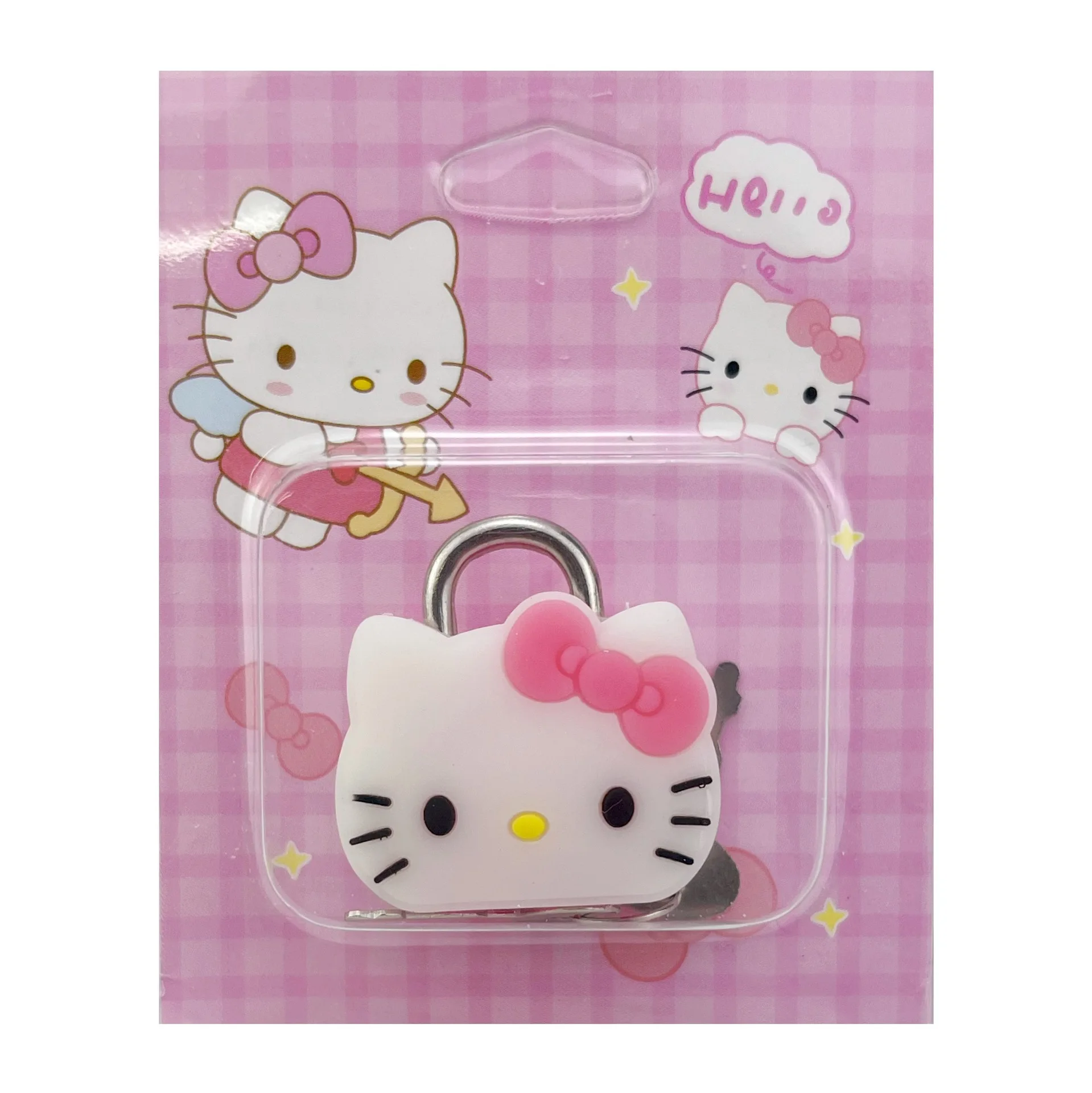 

Anime Hello Kitty Figure Children's Cartoon Family Padlock Kuromi Melody Cinnamon Dog KT Cat Suitcase Lock Key Accessory Gift