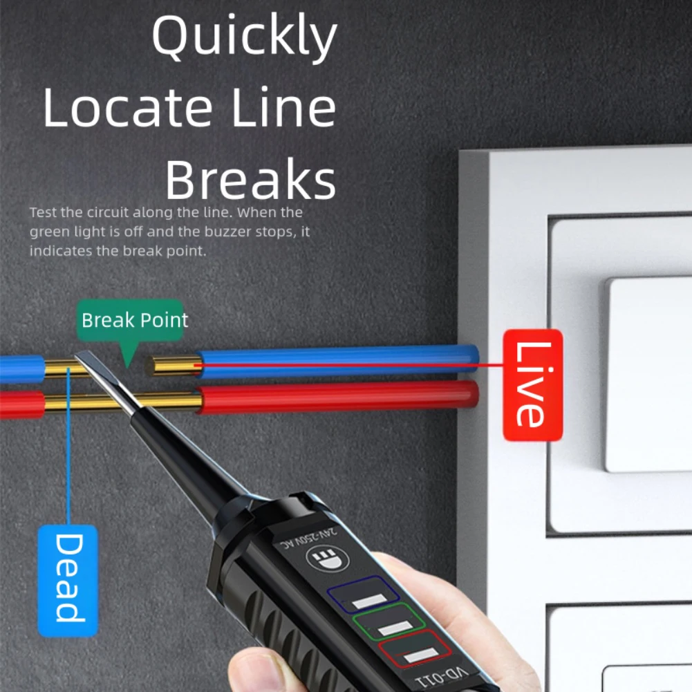 Бесконтактная ручка для обнаружения напряжения переменного тока 24 250 В со светодиодным индикатором для устранения и ремонта программ электрической системы