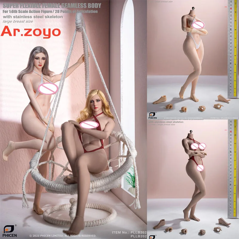 TBLeague PLLB2023-S52 S53 1/6 Feminino Europeu Americano Sem Costura Corpo 26,5 cm Pés Destacáveis Grande Busto Pálido Suntan Action Figure