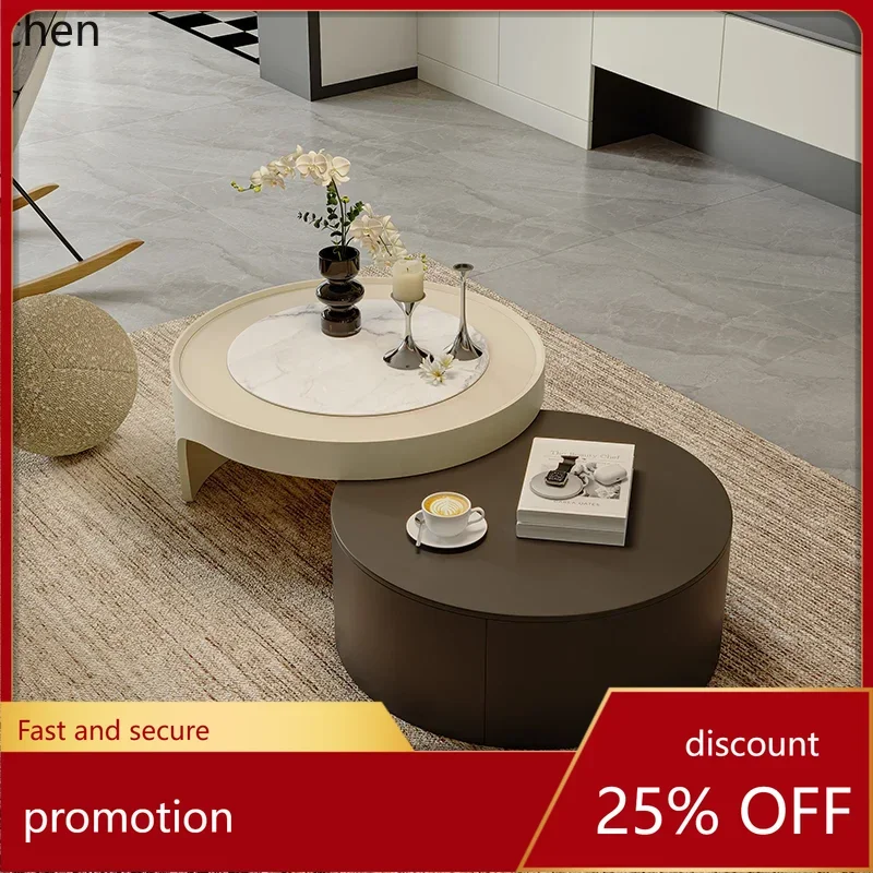 

HT French coffee table living room home light luxury high sense minimalist cream style creative TV cabinet