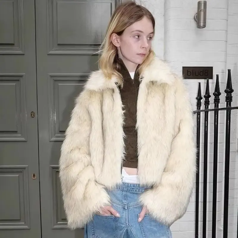 تقليد الثعلب الفراء العشب معطف المرأة فضفاضة قصيرة الشتاء نمط جديد ساحة طوق صديقة للبيئة الفراء الراقية الشعور معطف #2