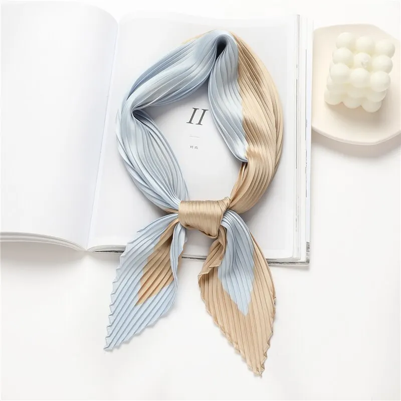 Solid Crinkle Women Silk Satin Hair Scarf Fashion Brand Neckerchief Shawl Wraps Female Neck Tie Hand Wrist Foulard